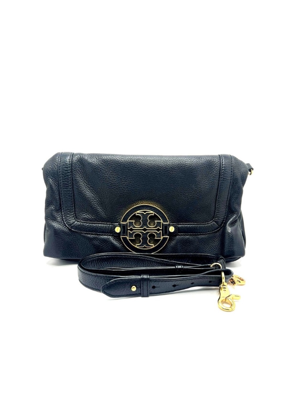 ❌SOLD❌ Authentic TORY BURCH Black Leather Folding 3 Way Crossbody Shoulder Bag